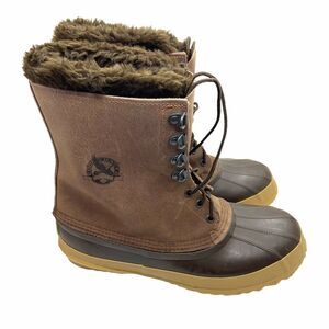 Eddie Bauer Duck Boots Snowline PAC Brown Waterproof Snow Size Ten